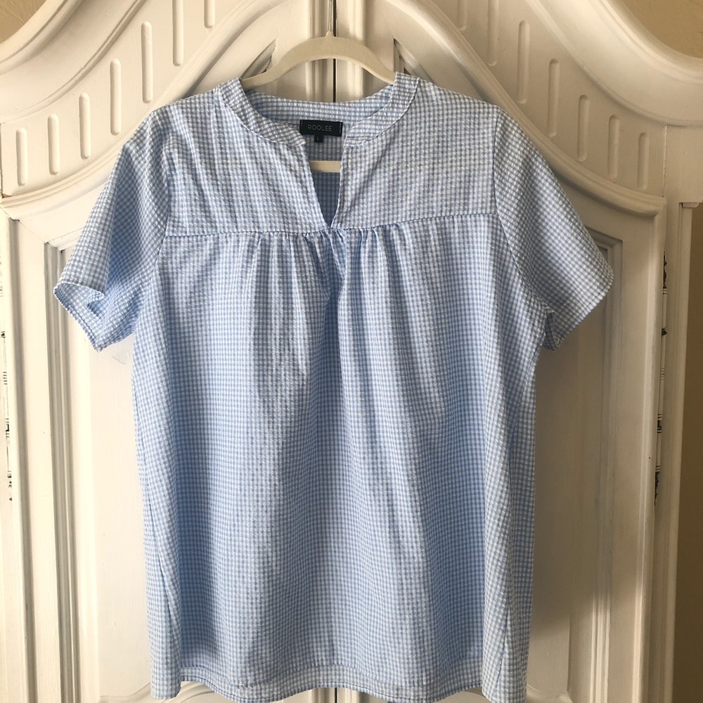Roolee Blue and White Gingham Blouse